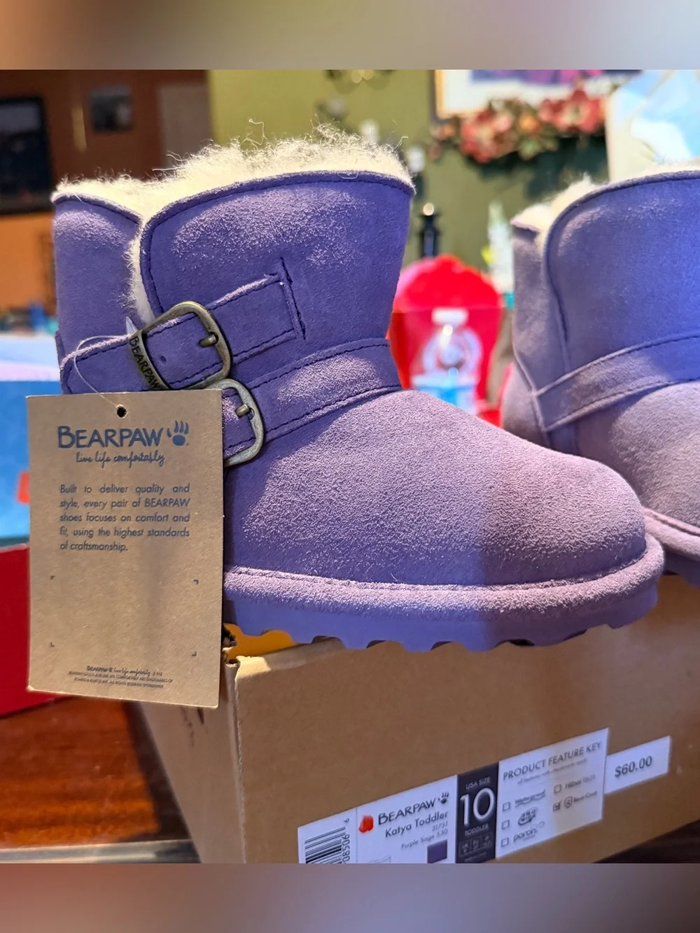 Bearpaw Toddler Girls Lilac Suede Double Buckle Boots